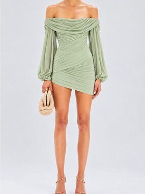 SER.O.YA Deniz Mesh Long Sleeve Mini Dress